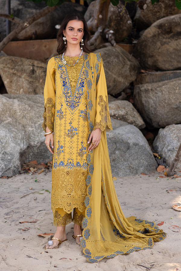 Marjjan | Mavi Lawn | MLL-23 B (MUSTARD) by Marjjan - Designer Dress  - Type : Ladies Clothes - Available at Libayah - 100% Original 