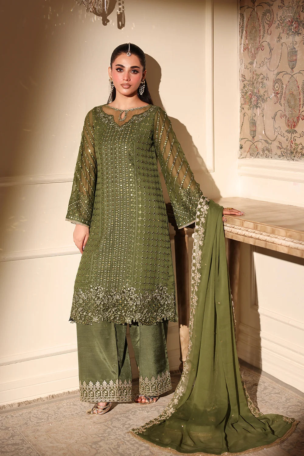 Moss Glow – authentic Pakistani dress from the Azure Ensembles collection for women in the UK