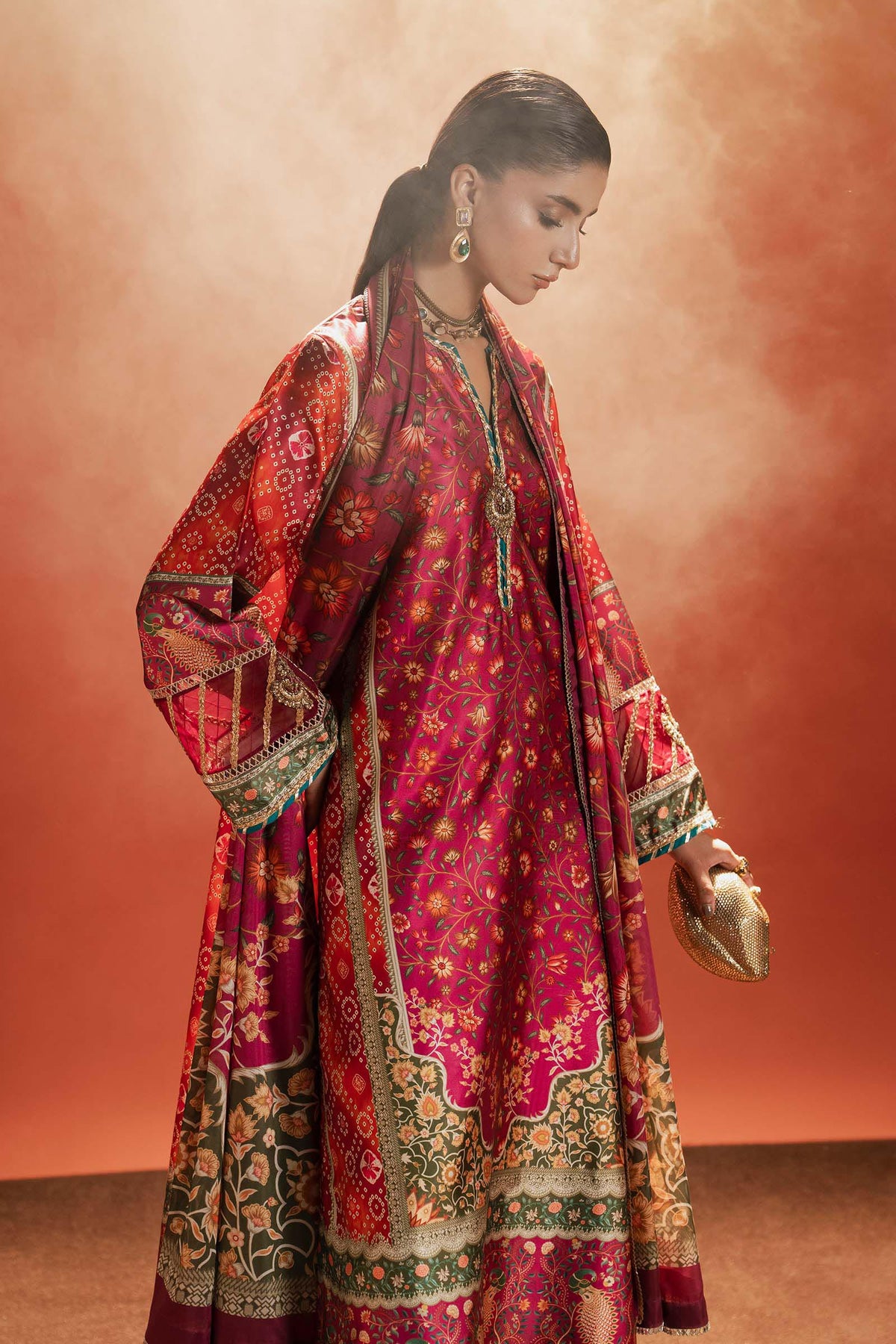 Maria B | Silk Prints | Satin Silk Suit SS-01 by Maria B - Designer Dress  - Type : Ladies Clothes - Available at Libayah - 100% Original 