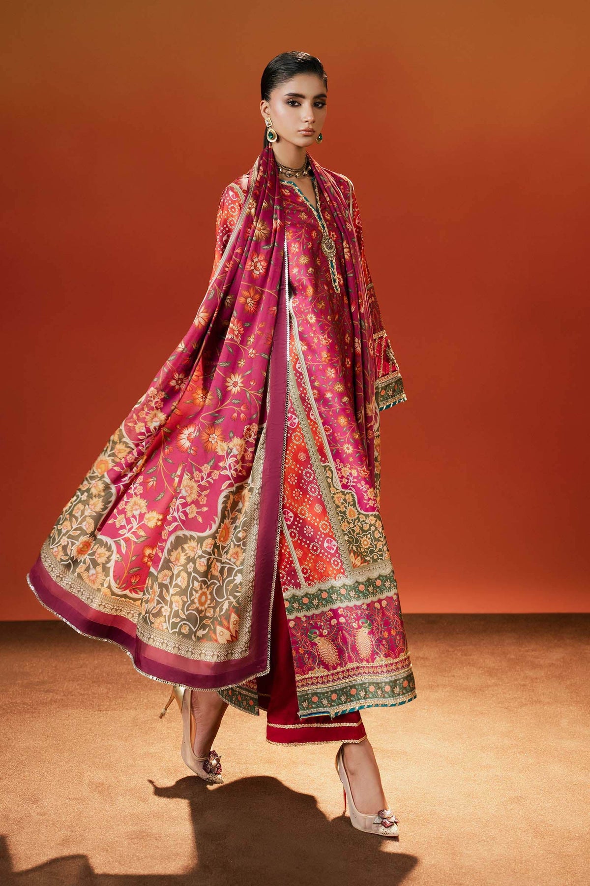Maria B | Silk Prints | Satin Silk Suit SS-01 by Maria B - Designer Dress  - Type : Ladies Clothes - Available at Libayah - 100% Original 