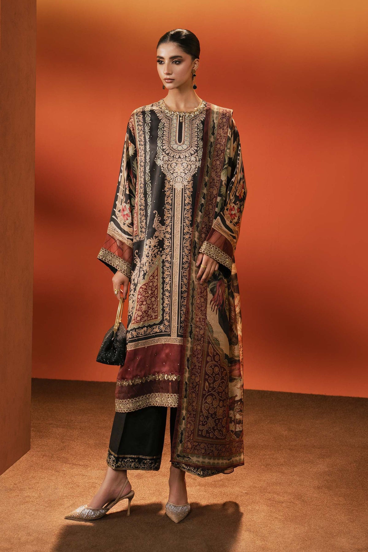Maria B | Luxury Pret Pre Fall | MPS-EF26-02R1-Black by Maria B - Designer Dress  - Type : Ladies Clothes - Available at Libayah - 100% Original 