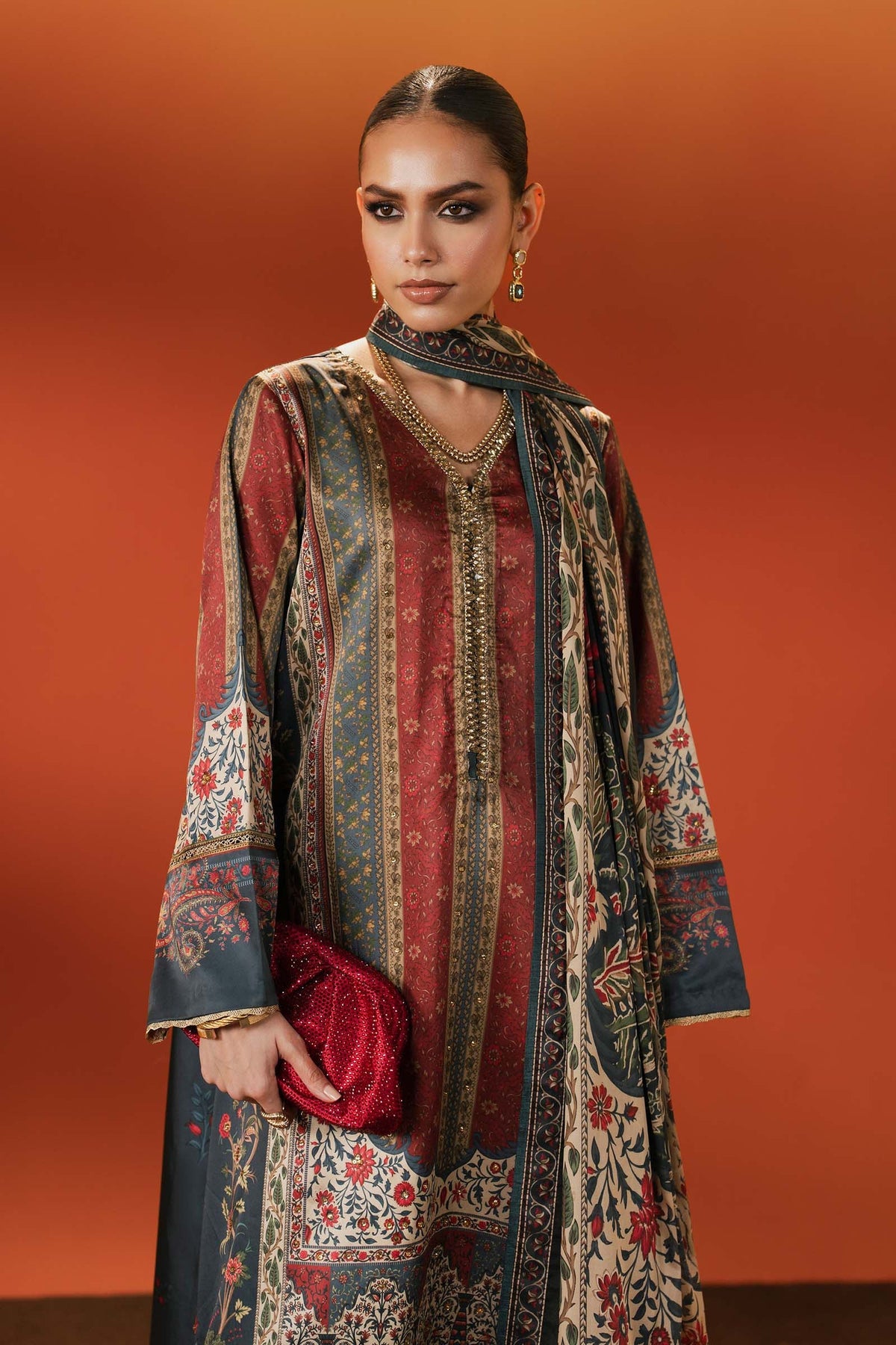 Maria B | Silk Prints | Satin Silk Suit SS-03 by Maria B - Designer Dress  - Type : Ladies Clothes - Available at Libayah - 100% Original 
