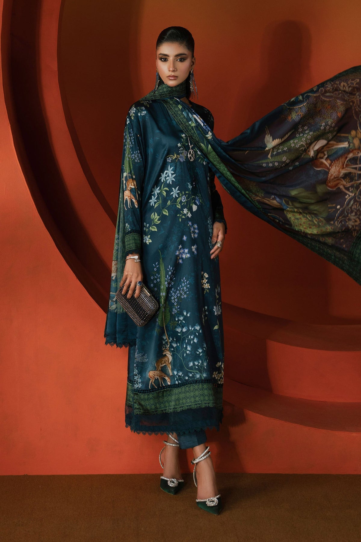 Maria B | Luxury Pret Pre Fall | MPS-EF26-05R1-Teal by Maria B - Designer Dress  - Type : Ladies Clothes - Available at Libayah - 100% Original 