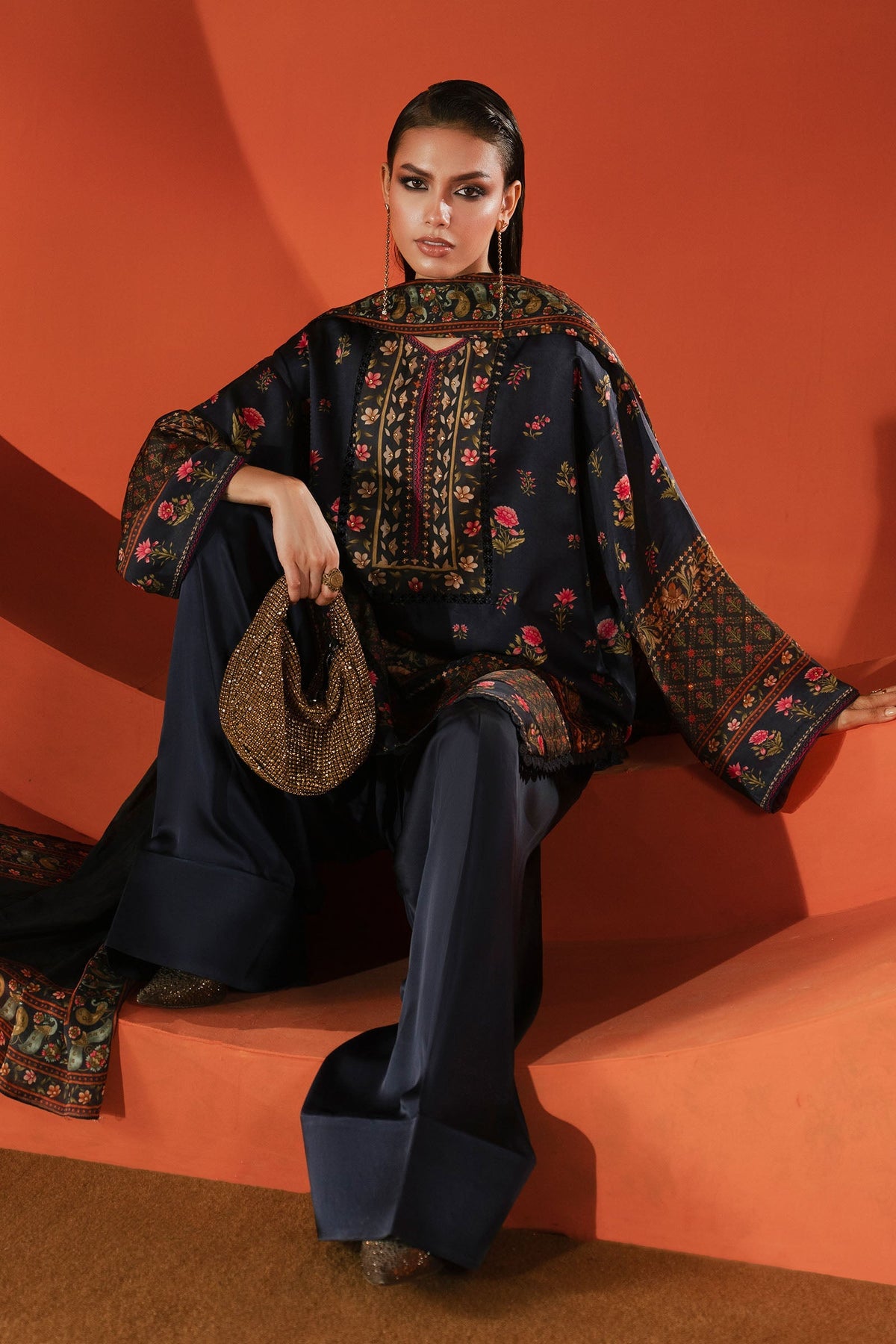 Maria B | Luxury Pret Pre Fall | MPS-EF26-07R1-Blue by Maria B - Designer Dress  - Type : Ladies Clothes - Available at Libayah - 100% Original 