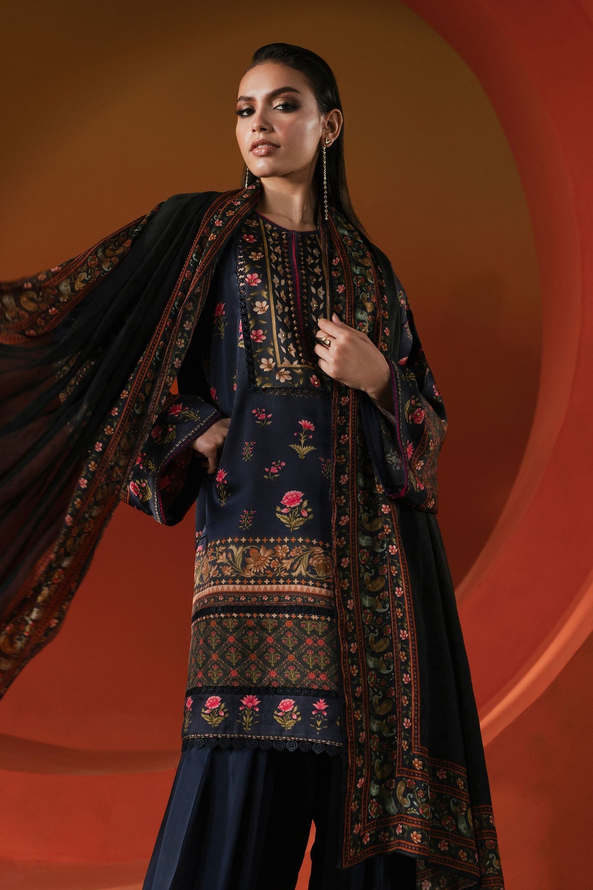 Maria B | Luxury Pret Pre Fall | MPS-EF26-07R1-Blue by Maria B - Designer Dress  - Type : Ladies Clothes - Available at Libayah - 100% Original 