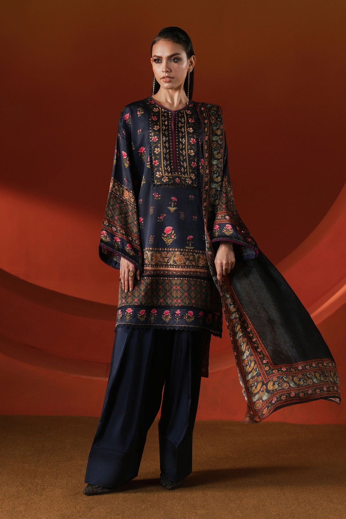 Maria B | Luxury Pret Pre Fall | MPS-EF26-07R1-Blue by Maria B - Designer Dress  - Type : Ladies Clothes - Available at Libayah - 100% Original 