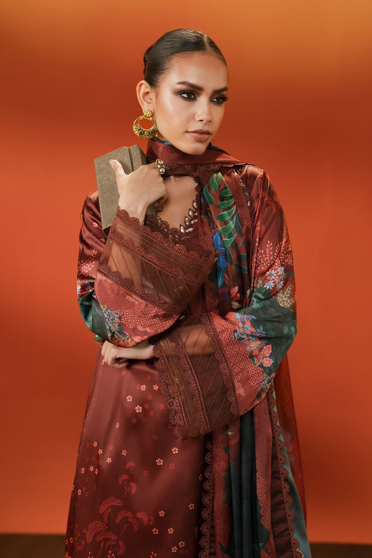 Maria B | Luxury Pret Pre Fall | MPS-EF26-08R1-Maroon by Maria B - Designer Dress  - Type : Ladies Clothes - Available at Libayah - 100% Original 