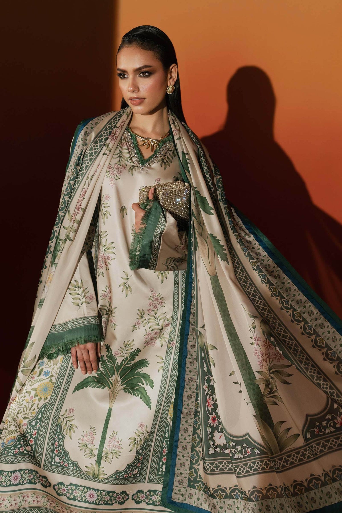Maria B | Silk Prints | Satin Silk Suit SS-06 by Maria B - Designer Dress  - Type : Ladies Clothes - Available at Libayah - 100% Original 