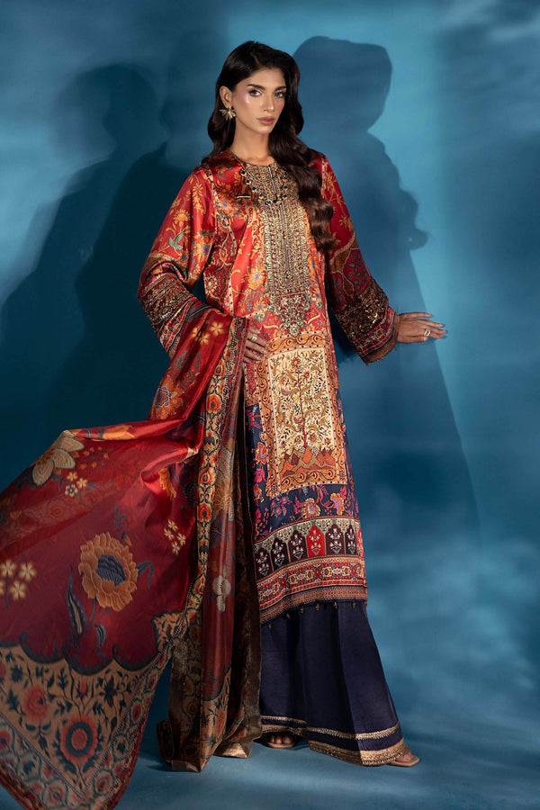 Maria B | Pre fall Dresses |  MPS-W25-08 R by Maria B - Designer Dress  - Type : Ladies Clothes - Available at Libayah - 100% Original 