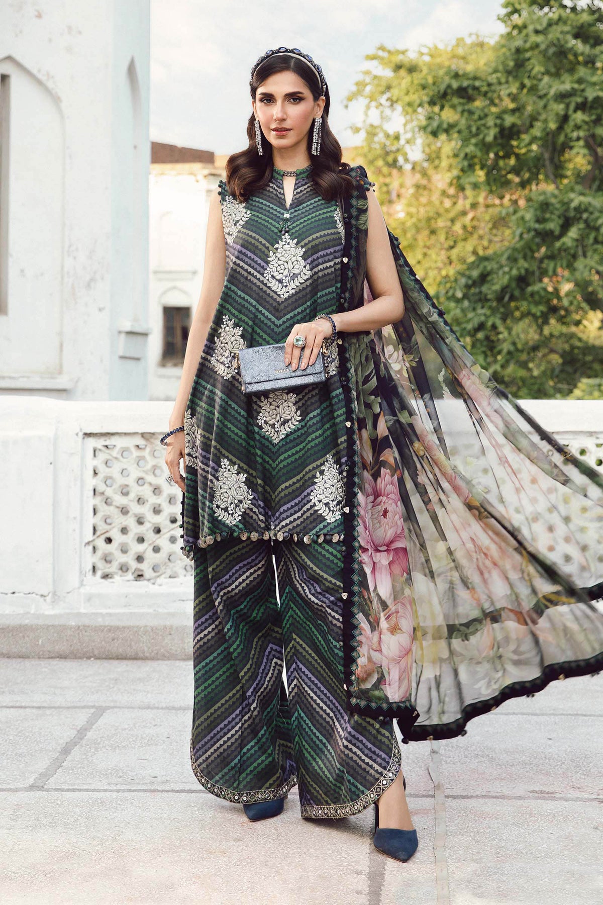 MPT-2705-A – authentic Pakistani dress from the Maria B M Prints Winter 25 collection for women in the UK