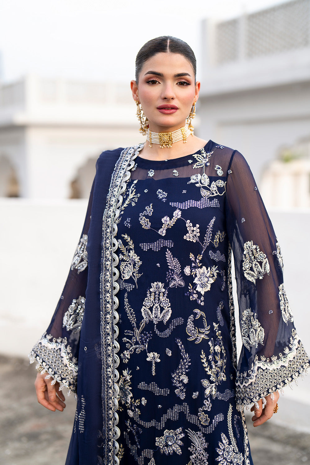 Maryum n Maria | Farda Formals | LACIVERT by Maryum n Maria - Designer Dress  - Type : Ladies Clothes - Available at Libayah - 100% Original 