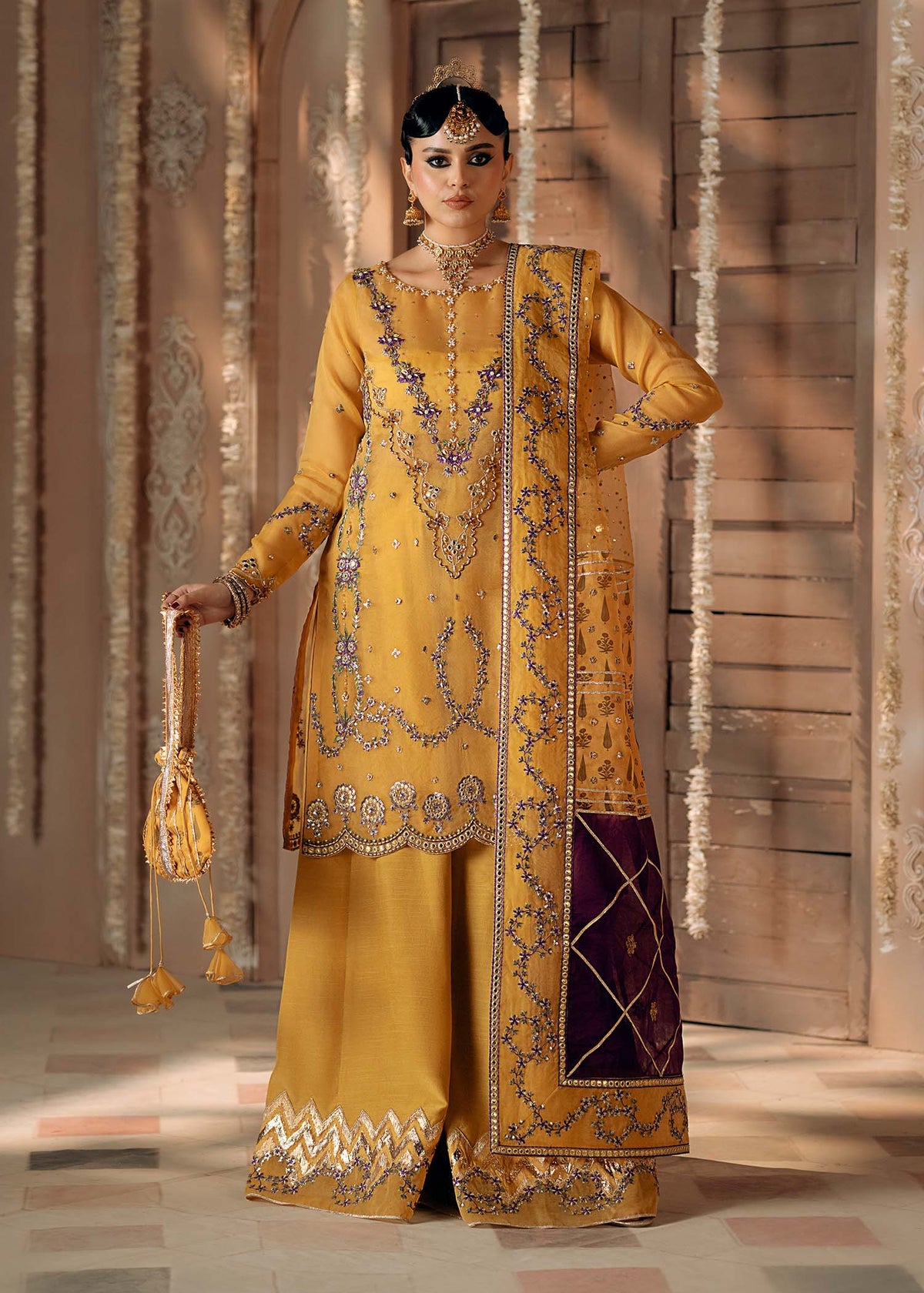 Fozia Khalid | Chamakh Dhamakh Wedding Festivity | Mayun by Fozia Khalid - Designer Dress - Type: Ladies Clothes - Available at Libayah - 100% Original