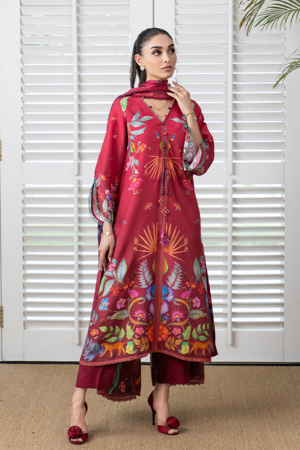 Mina Hassan | Signature Prints | Auric Magenta by Mina Hassan - Designer Dress  - Type : Ladies Clothes - Available at Libayah - 100% Original 