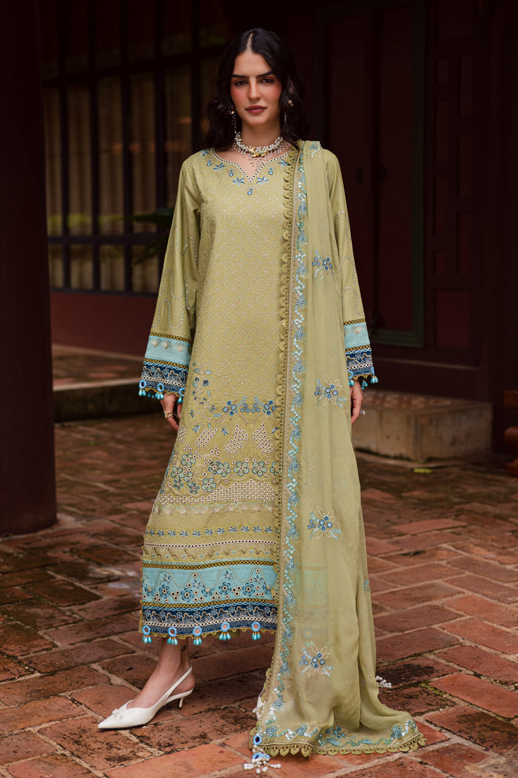 MWK-42 A (OLIVE GREEN) – authentic Pakistani dress from the Marjjan Bella Karandi 25 collection for women in the UK