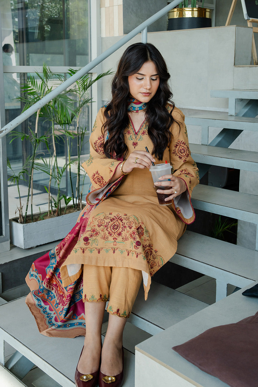 Maryum N Maria | Latte Layers Pret | TOFFEE TIDES - MWS5820 by Maryum N Maria - Designer Dress  - Type : Ladies Clothes - Available at Libayah - 100% Original 