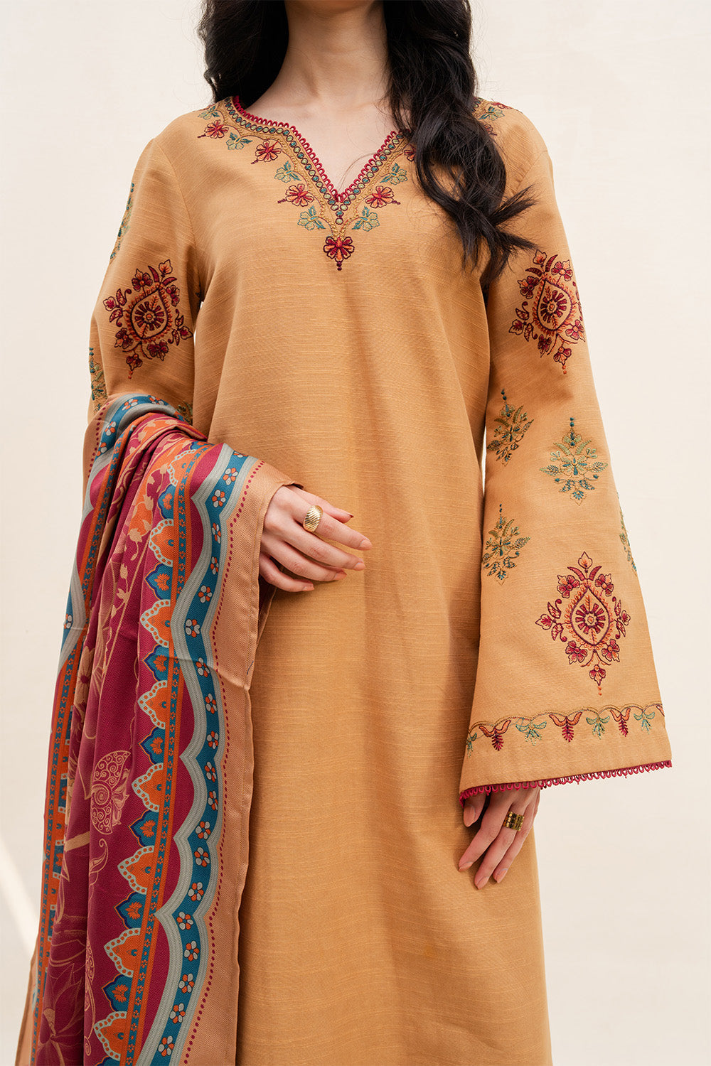 Maryum N Maria | Latte Layers Pret | TOFFEE TIDES - MWS5820 by Maryum N Maria - Designer Dress  - Type : Ladies Clothes - Available at Libayah - 100% Original 