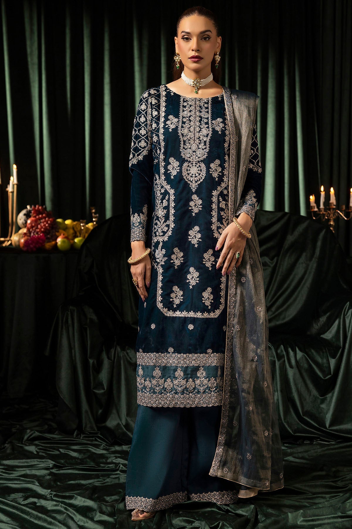 Motifz | Velvet Formals | 5093-DANEEN by Motifz - Designer Dress - Type: Ladies Clothes - Available at Libayah - 100% Original
