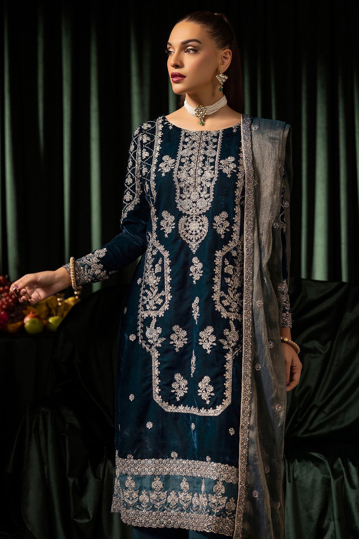 Motifz | Velvet Formals | 5093-DANEEN by Motifz - Designer Dress - Type: Ladies Clothes - Available at Libayah - 100% Original
