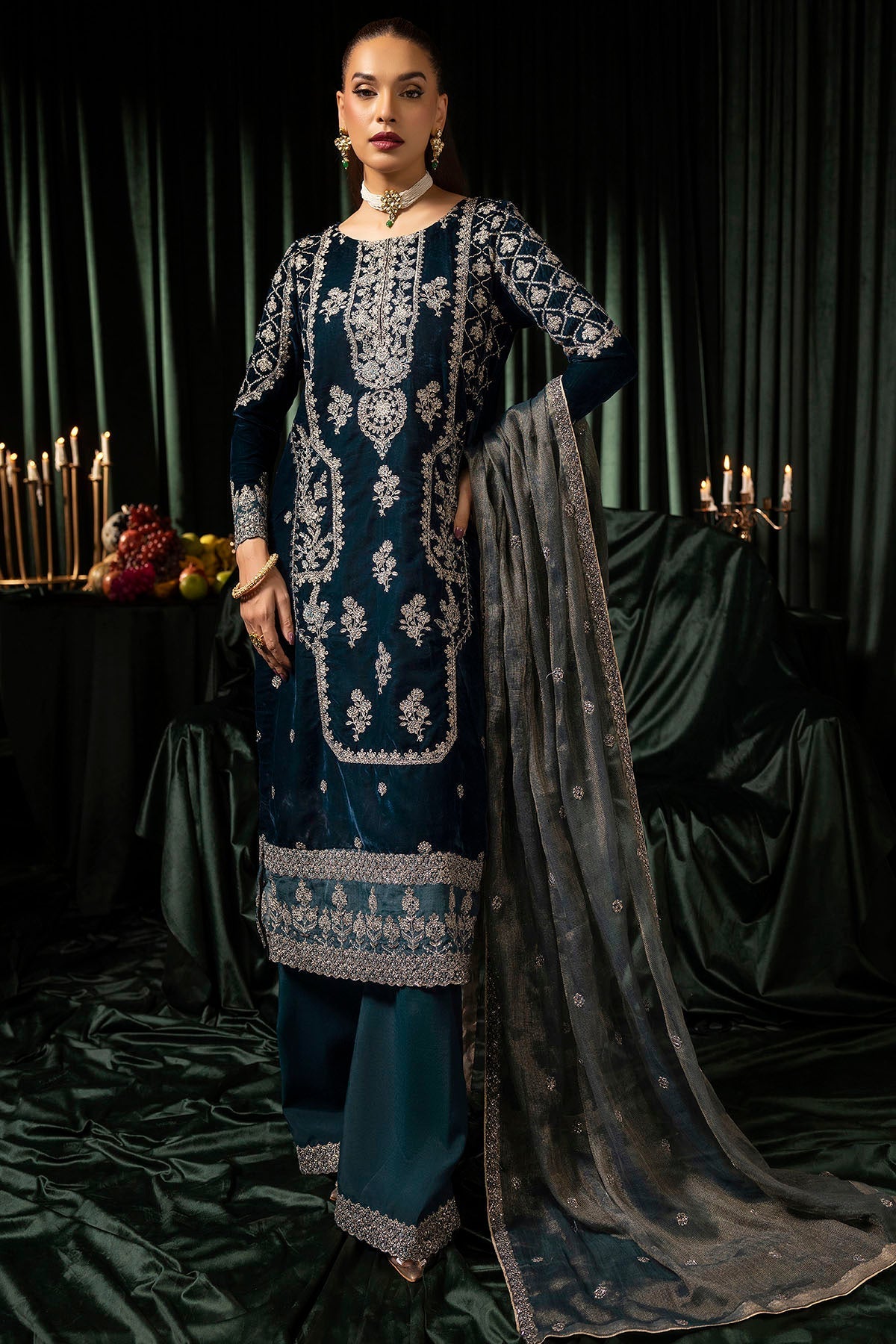 Motifz | Velvet Formals | 5093-DANEEN by Motifz - Designer Dress - Type: Ladies Clothes - Available at Libayah - 100% Original