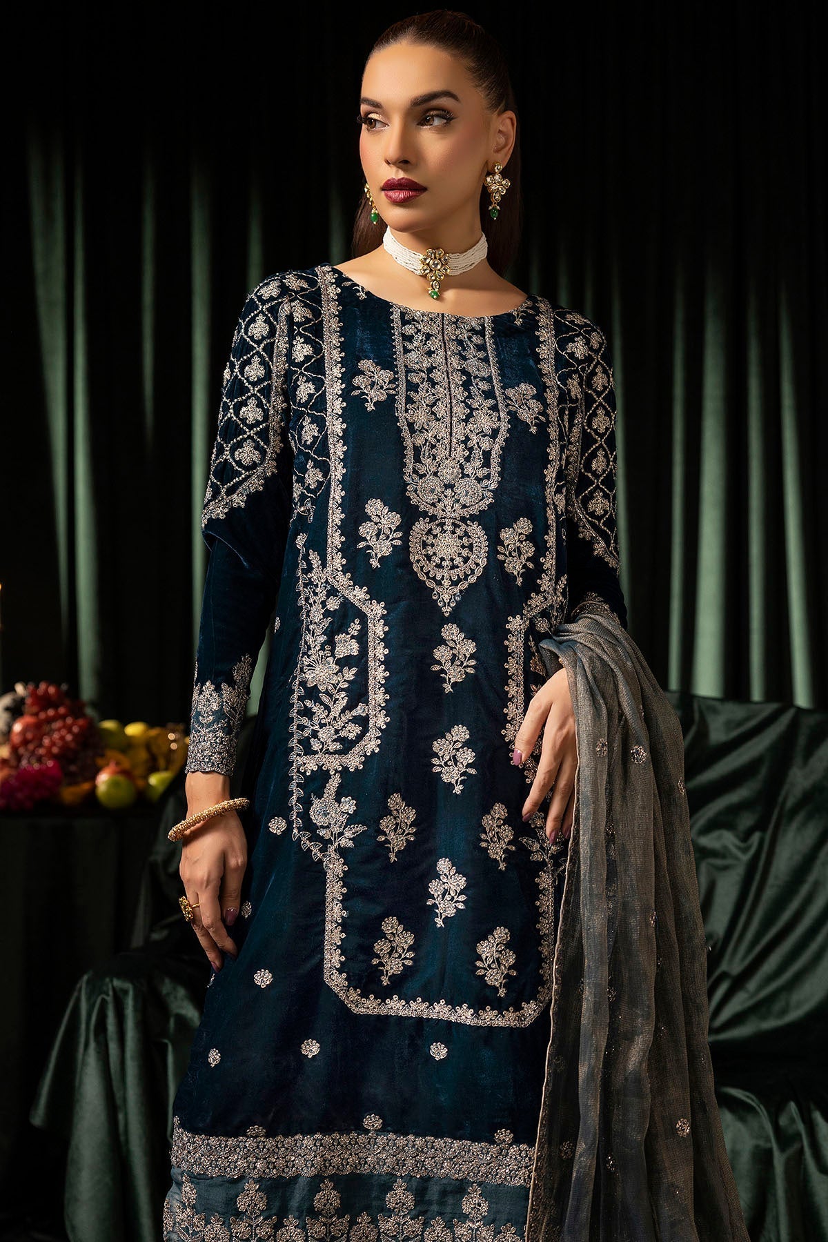 Motifz | Velvet Formals | 5093-DANEEN by Motifz - Designer Dress - Type: Ladies Clothes - Available at Libayah - 100% Original