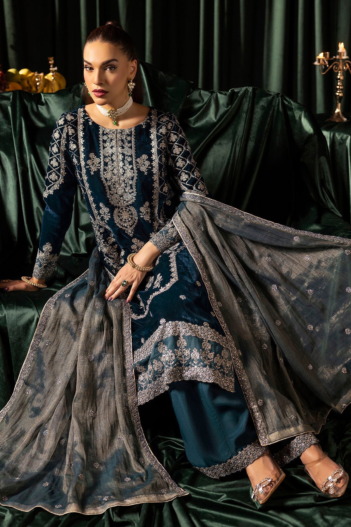 Motifz | Velvet Formals | 5093-DANEEN by Motifz - Designer Dress - Type: Ladies Clothes - Available at Libayah - 100% Original