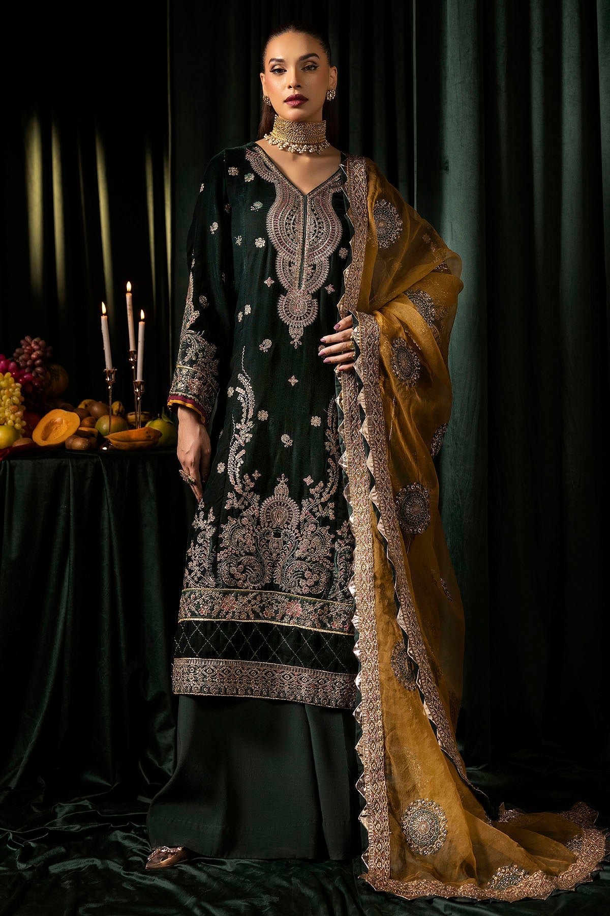 Motifz | Velvet Formals | 5094-YUMNA by Motifz - Designer Dress - Type: Ladies Clothes - Available at Libayah - 100% Original