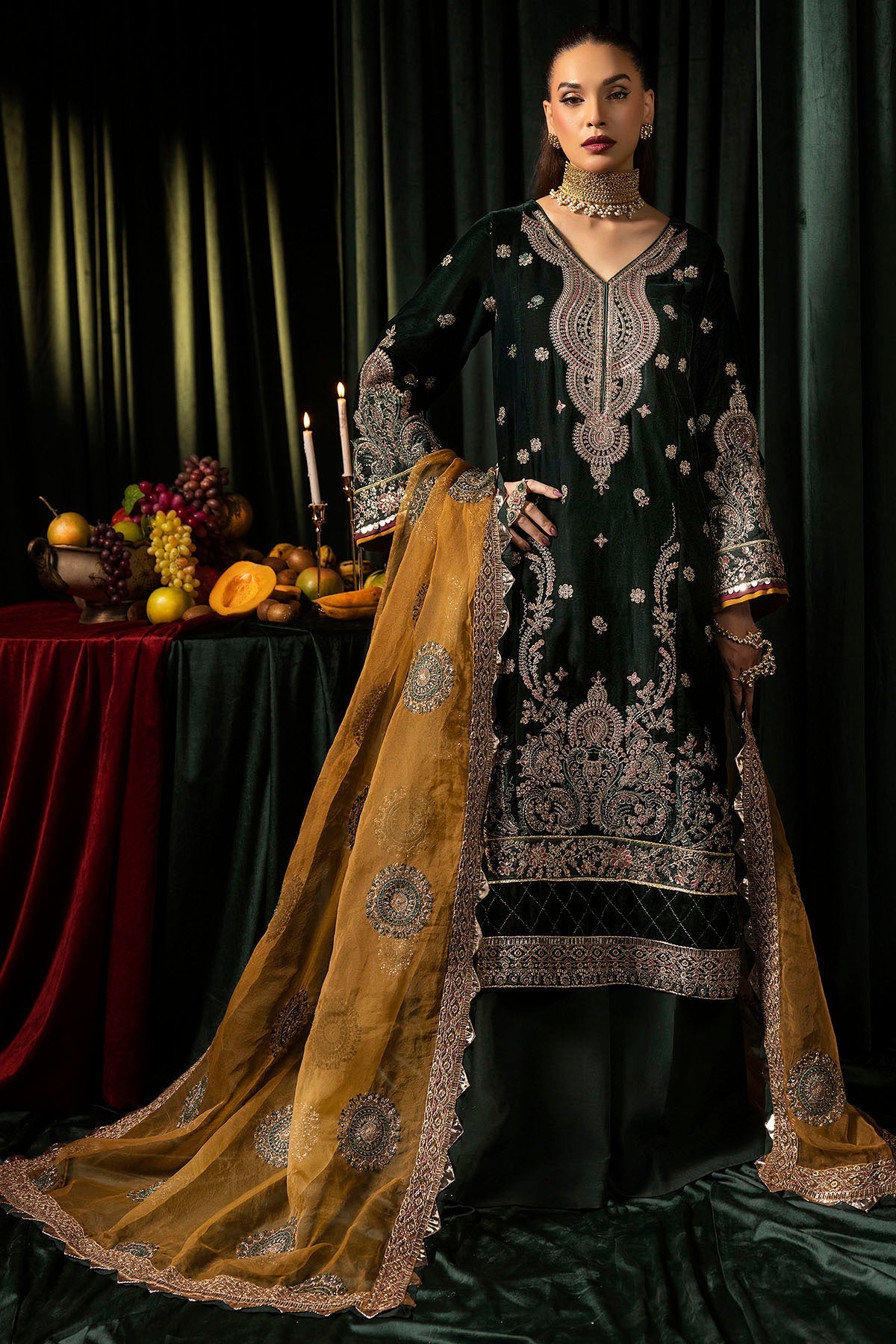 Motifz | Velvet Formals | 5094-YUMNA by Motifz - Designer Dress - Type: Ladies Clothes - Available at Libayah - 100% Original