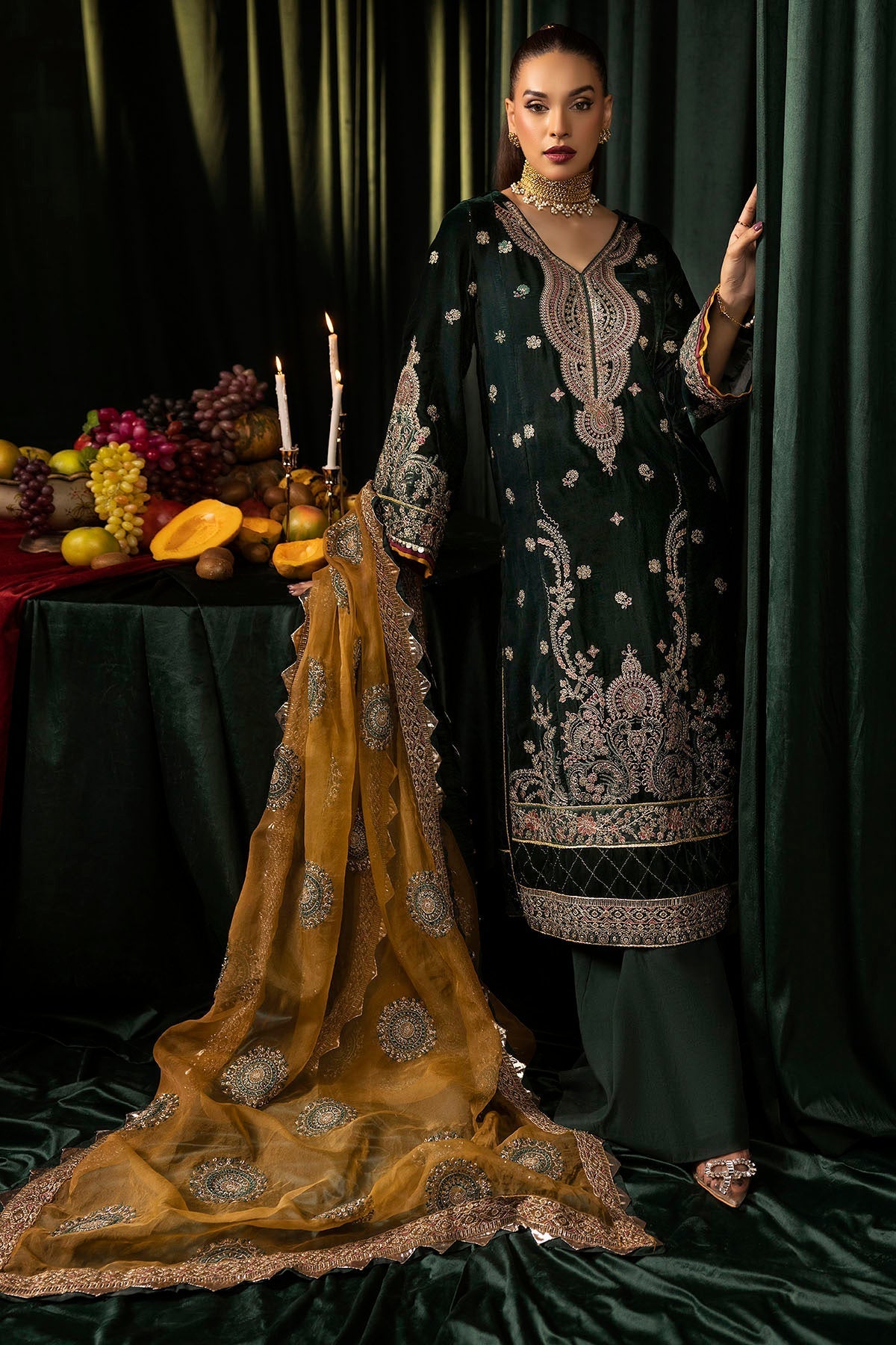 Motifz | Velvet Formals | 5094-YUMNA by Motifz - Designer Dress - Type: Ladies Clothes - Available at Libayah - 100% Original