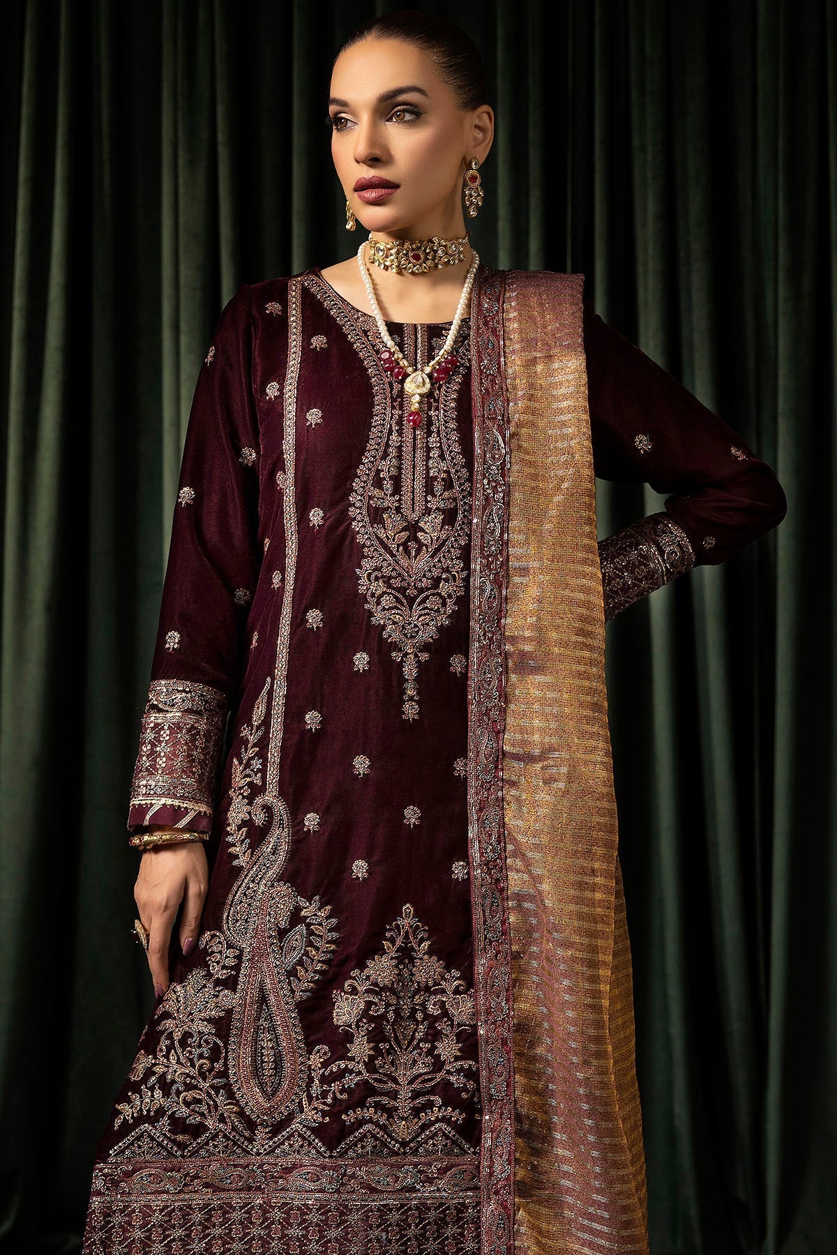 Motifz | Velvet Formals | 5096-DAISHA by Motifz - Designer Dress - Type: Ladies Clothes - Available at Libayah - 100% Original