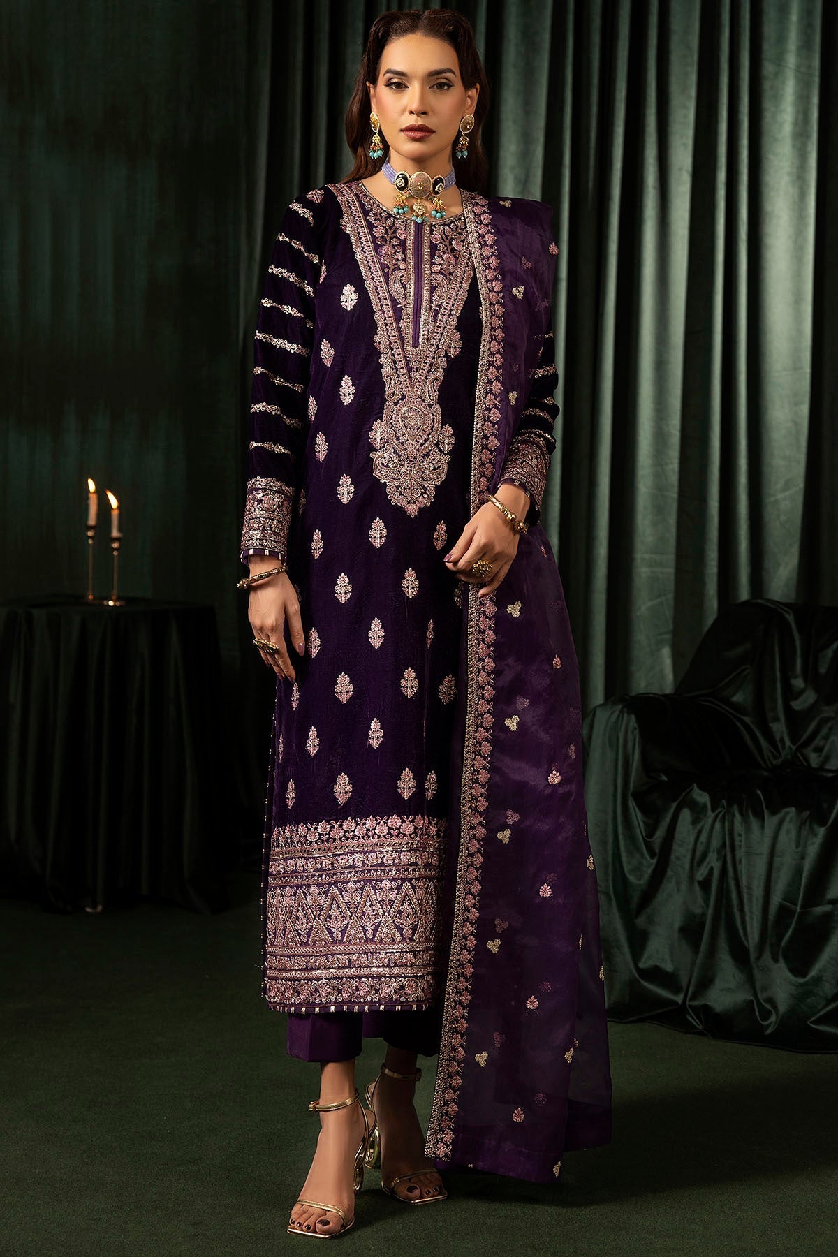 Motifz | Velvet Formals | 5100-IRHA by Motifz - Designer Dress - Type: Ladies Clothes - Available at Libayah - 100% Original
