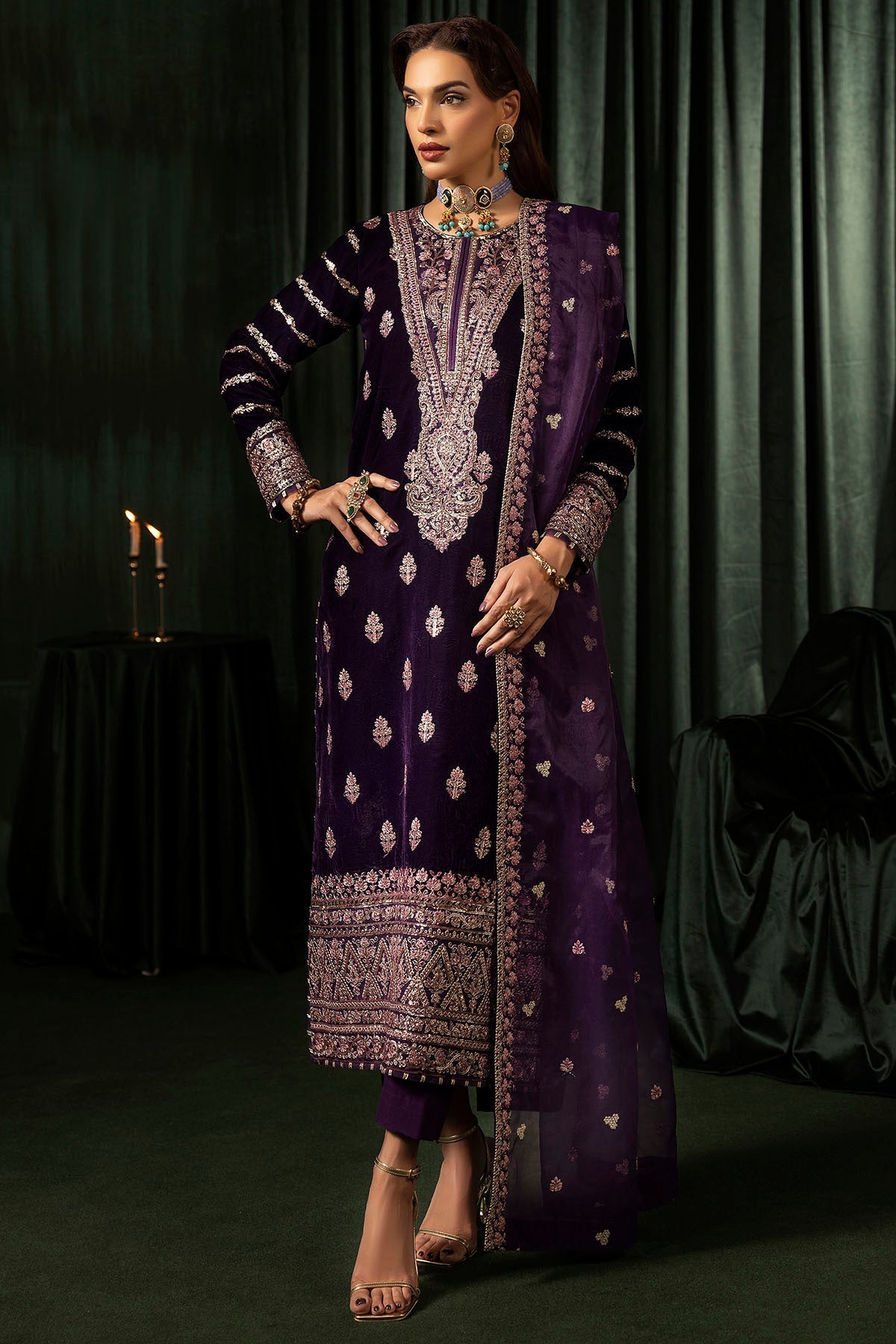 Motifz | Velvet Formals | 5100-IRHA by Motifz - Designer Dress - Type: Ladies Clothes - Available at Libayah - 100% Original