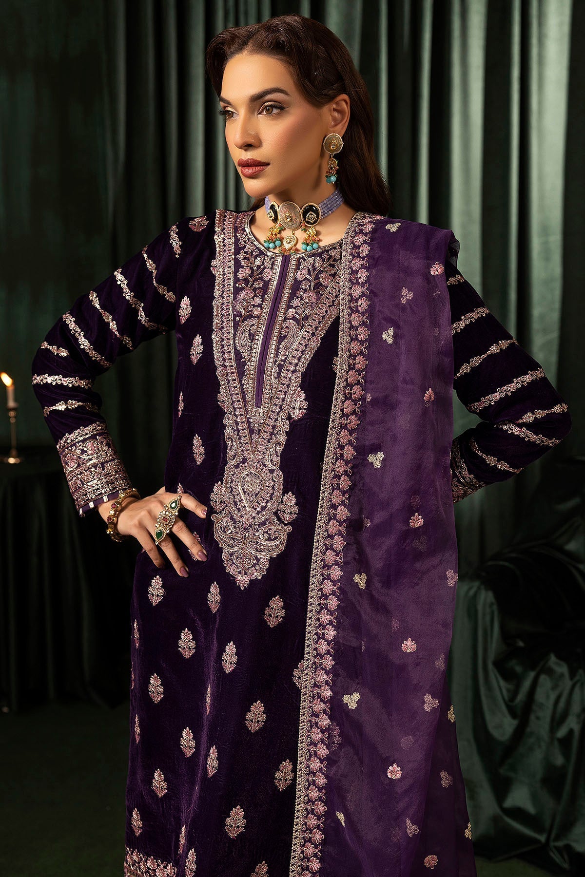 Motifz | Velvet Formals | 5100-IRHA by Motifz - Designer Dress - Type: Ladies Clothes - Available at Libayah - 100% Original