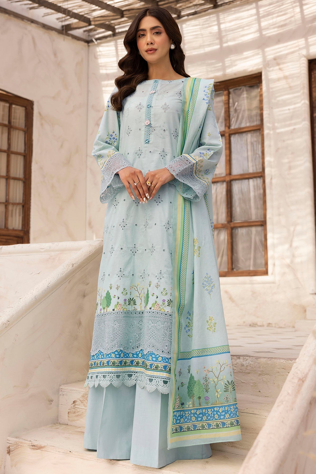 Motifz | Umang Lawn | 5411-SIRA by Motifz - Designer Dress - Type: Ladies Clothes - Available at Libayah - 100% Original
