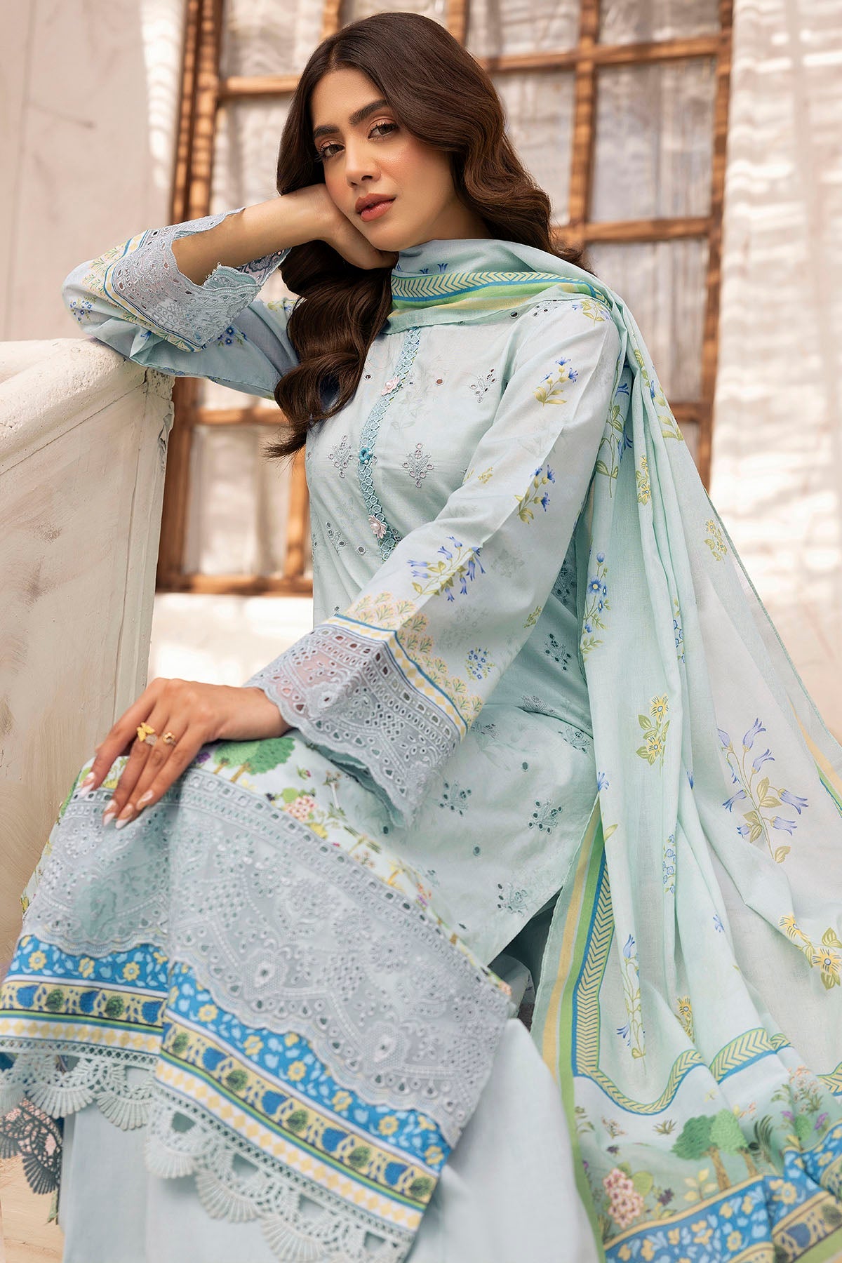 Motifz | Umang Lawn | 5411-SIRA by Motifz - Designer Dress - Type: Ladies Clothes - Available at Libayah - 100% Original