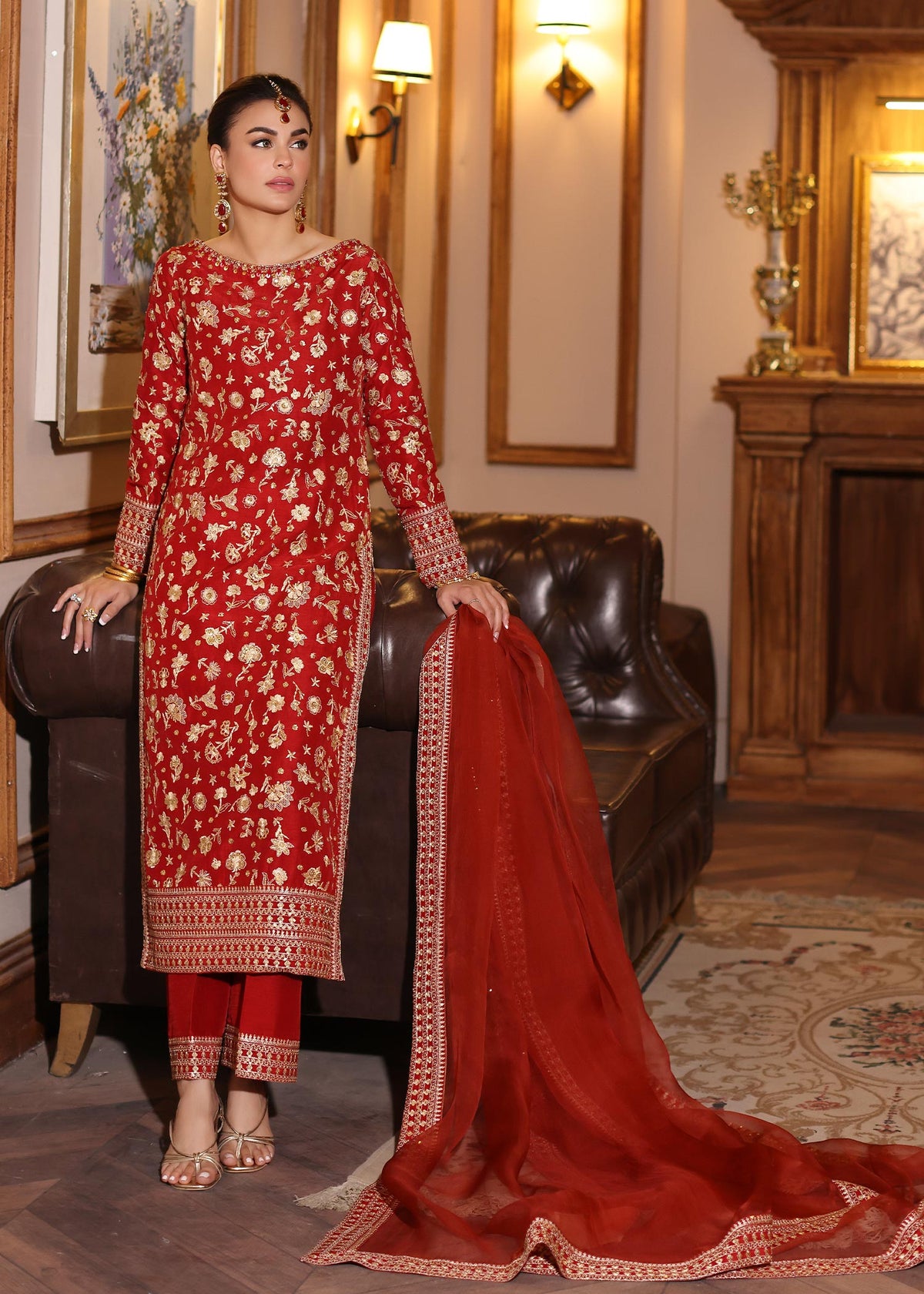 Waqas Shah | Meh-E-Nur | RED ROSE by Waqas Shah - Designer Dress - Type: Ladies Clothes - Available at Libayah - 100% Original