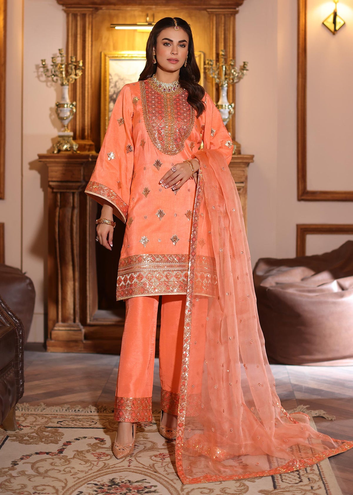 Waqas Shah | Meh-E-Nur | BLUSH by Waqas Shah - Designer Dress - Type: Ladies Clothes - Available at Libayah - 100% Original