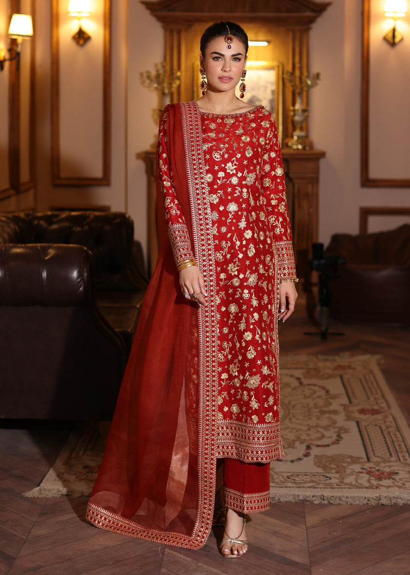 Waqas Shah | Meh-E-Nur | RED ROSE by Waqas Shah - Designer Dress - Type: Ladies Clothes - Available at Libayah - 100% Original