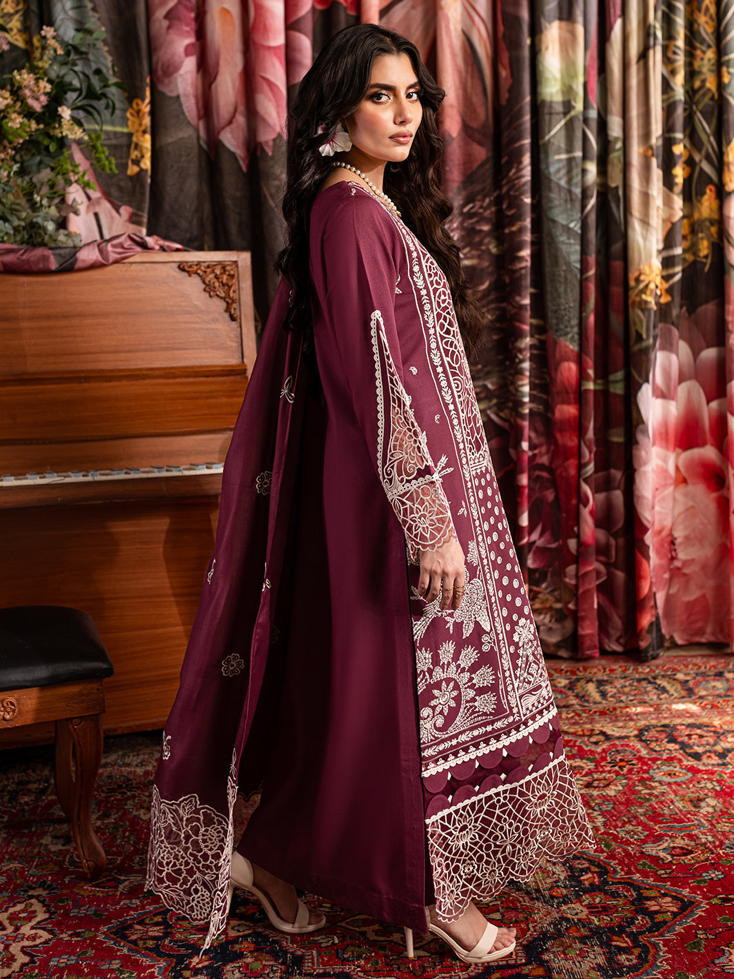 Mahnur | Veronica Luxury Karandi 24 | ROSE by Mahnur - Designer Dress - Type: Ladies Clothes - Available at Libayah - 100% Original