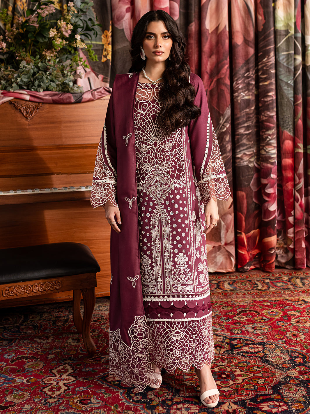 Mahnur | Veronica Luxury Karandi 24 | ROSE by Mahnur - Designer Dress - Type: Ladies Clothes - Available at Libayah - 100% Original