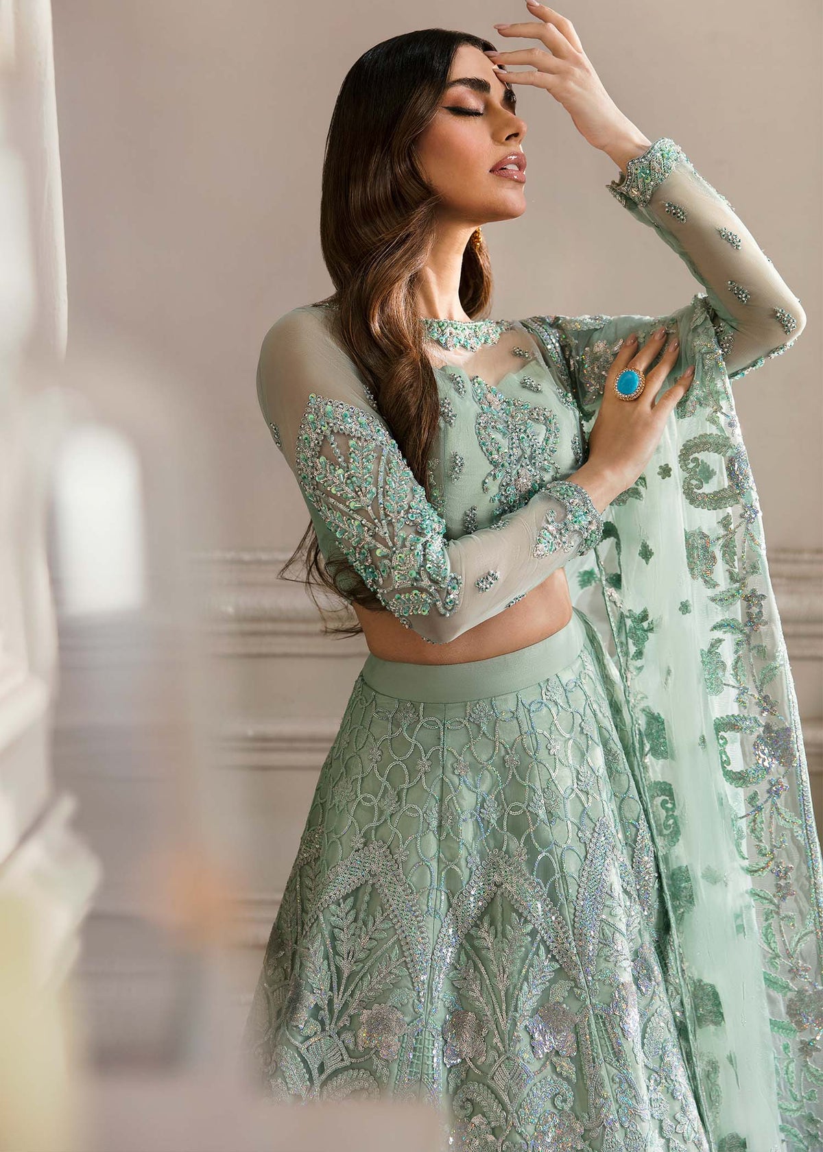 Waqas Shah | Malika - E - Elizabeth | BLUE MIST by Waqas Shah - Designer Dress - Type: Ladies Clothes - Available at Libayah - 100% Original