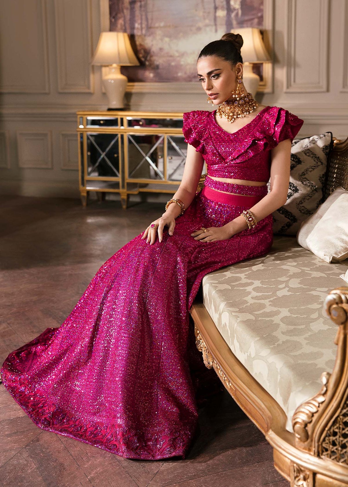Waqas Shah | Malika - E - Elizabeth | FUCHSIA by Waqas Shah - Designer Dress - Type: Ladies Clothes - Available at Libayah - 100% Original