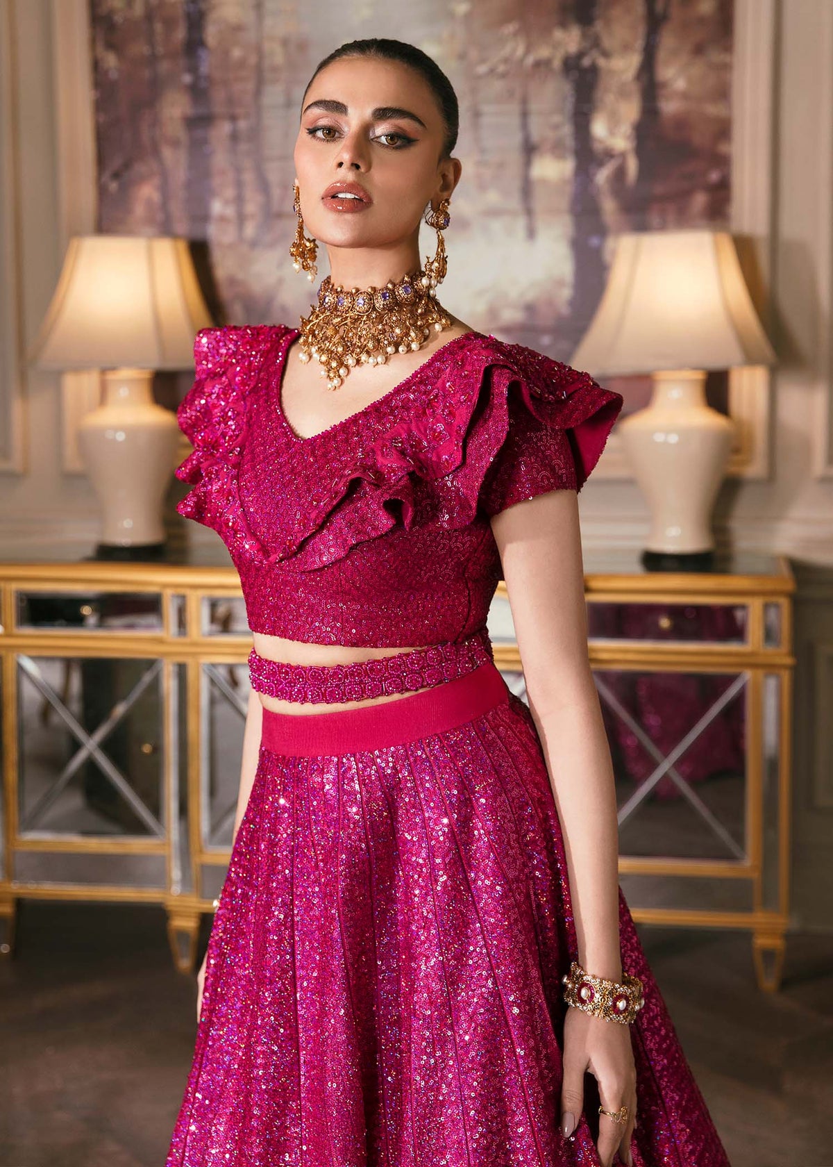 Waqas Shah | Malika - E - Elizabeth | FUCHSIA by Waqas Shah - Designer Dress - Type: Ladies Clothes - Available at Libayah - 100% Original