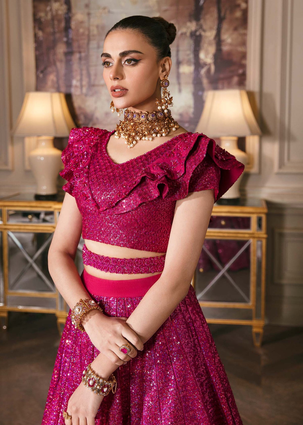 Waqas Shah | Malika - E - Elizabeth | FUCHSIA by Waqas Shah - Designer Dress - Type: Ladies Clothes - Available at Libayah - 100% Original