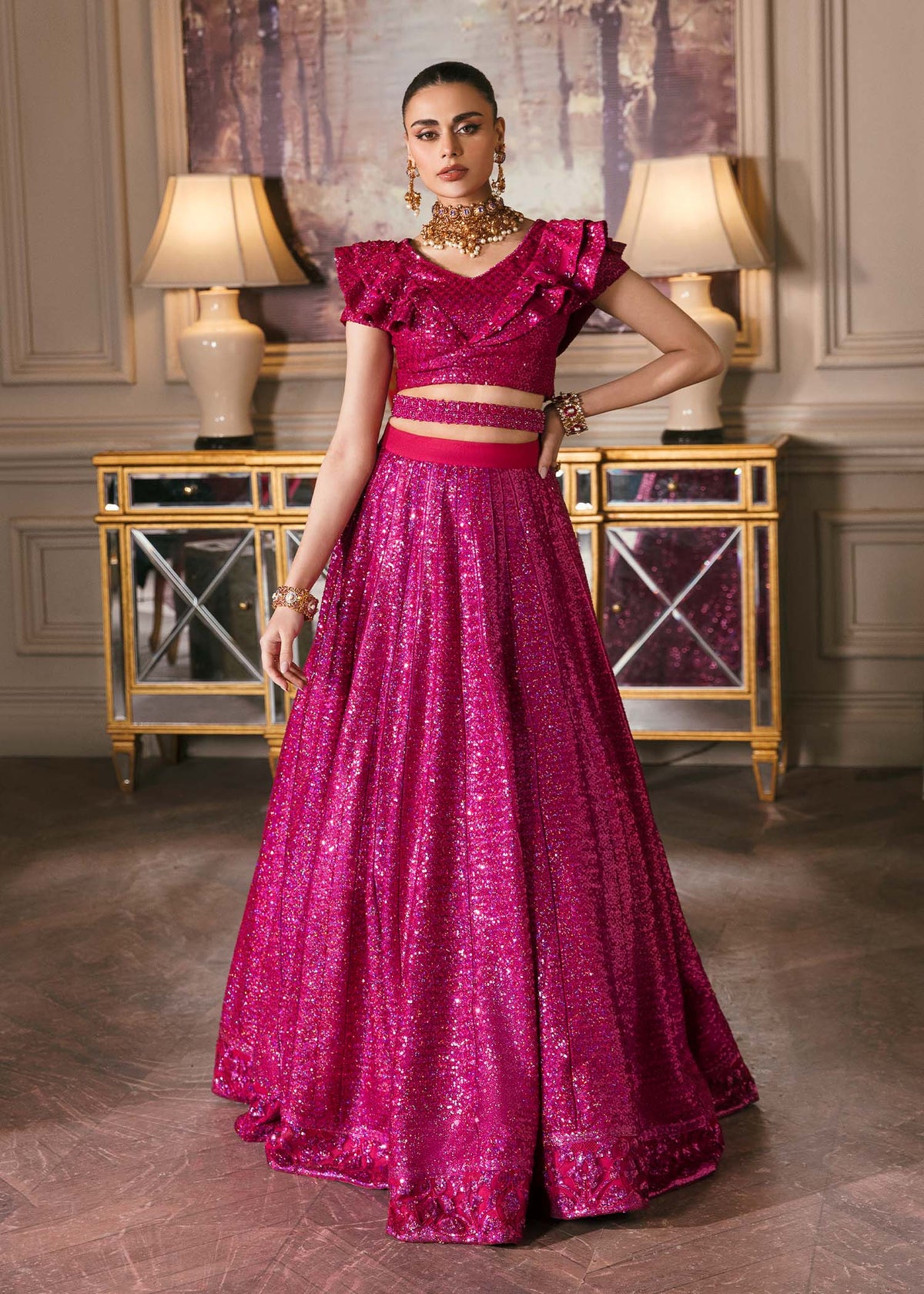 Waqas Shah | Malika - E - Elizabeth | FUCHSIA by Waqas Shah - Designer Dress - Type: Ladies Clothes - Available at Libayah - 100% Original