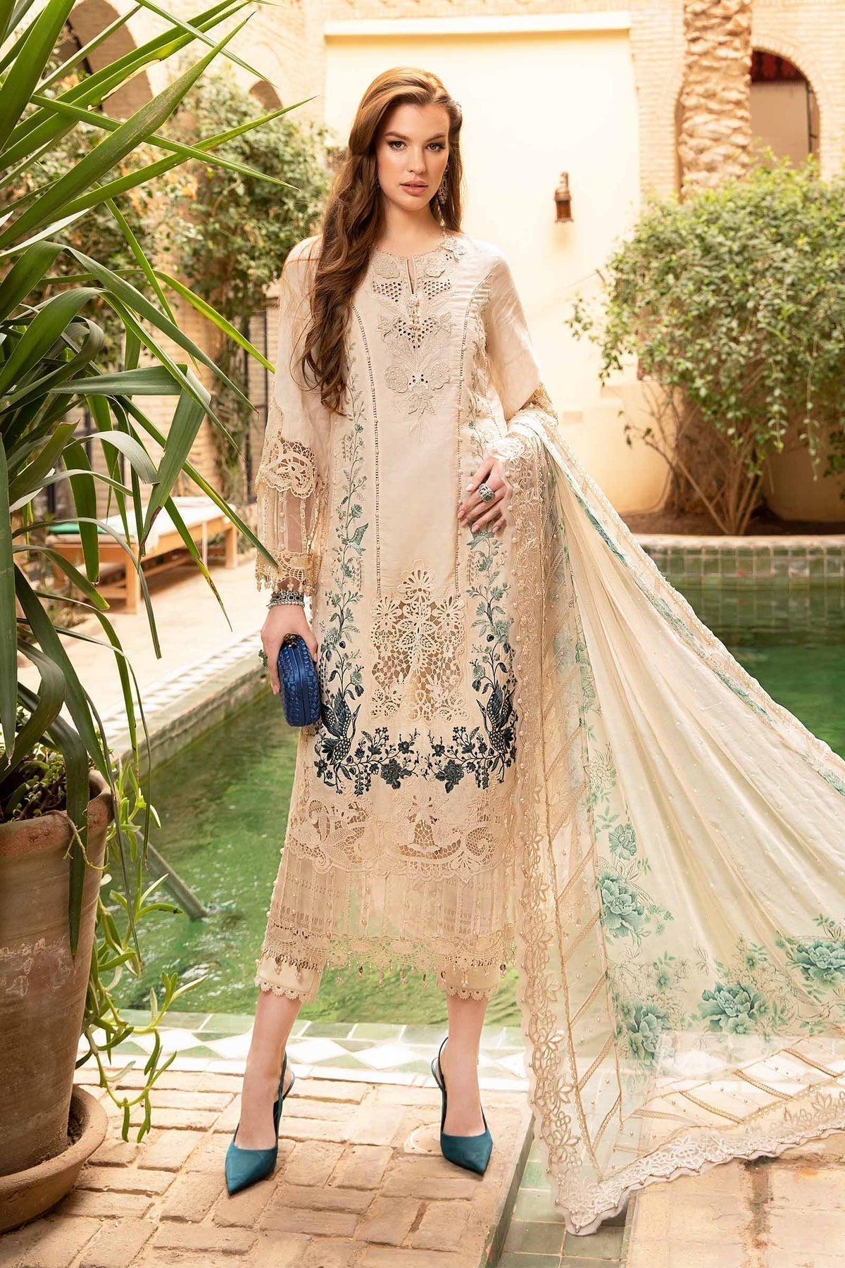Maria B | Voyage a' Luxe Lawn | D-2414-B by Maria B - Designer Dress  - Type : Ladies Clothes - Available at Libayah - 100% Original 