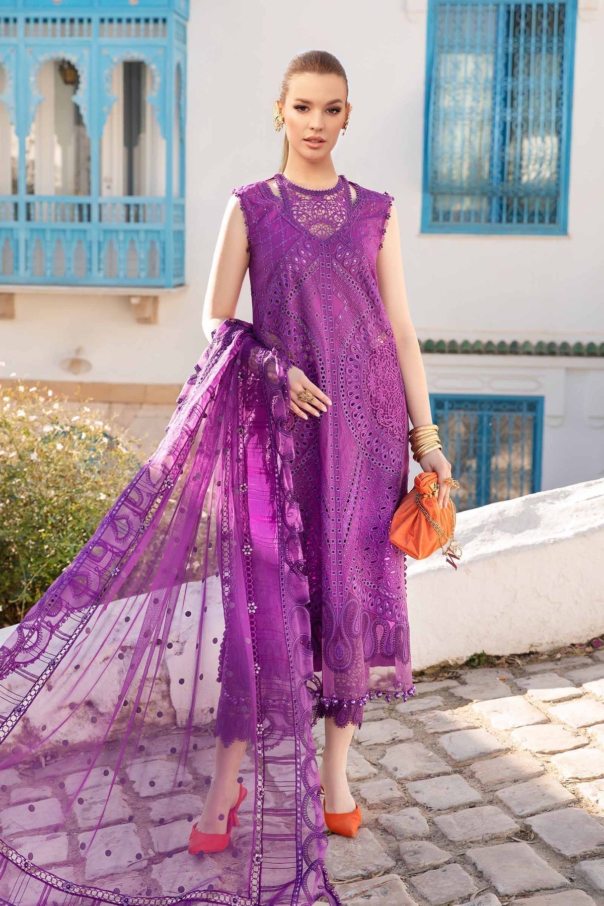 Maria B | Voyage a' Luxe Lawn | D-2402-B by Maria B - Designer Dress  - Type : Ladies Clothes - Available at Libayah - 100% Original 