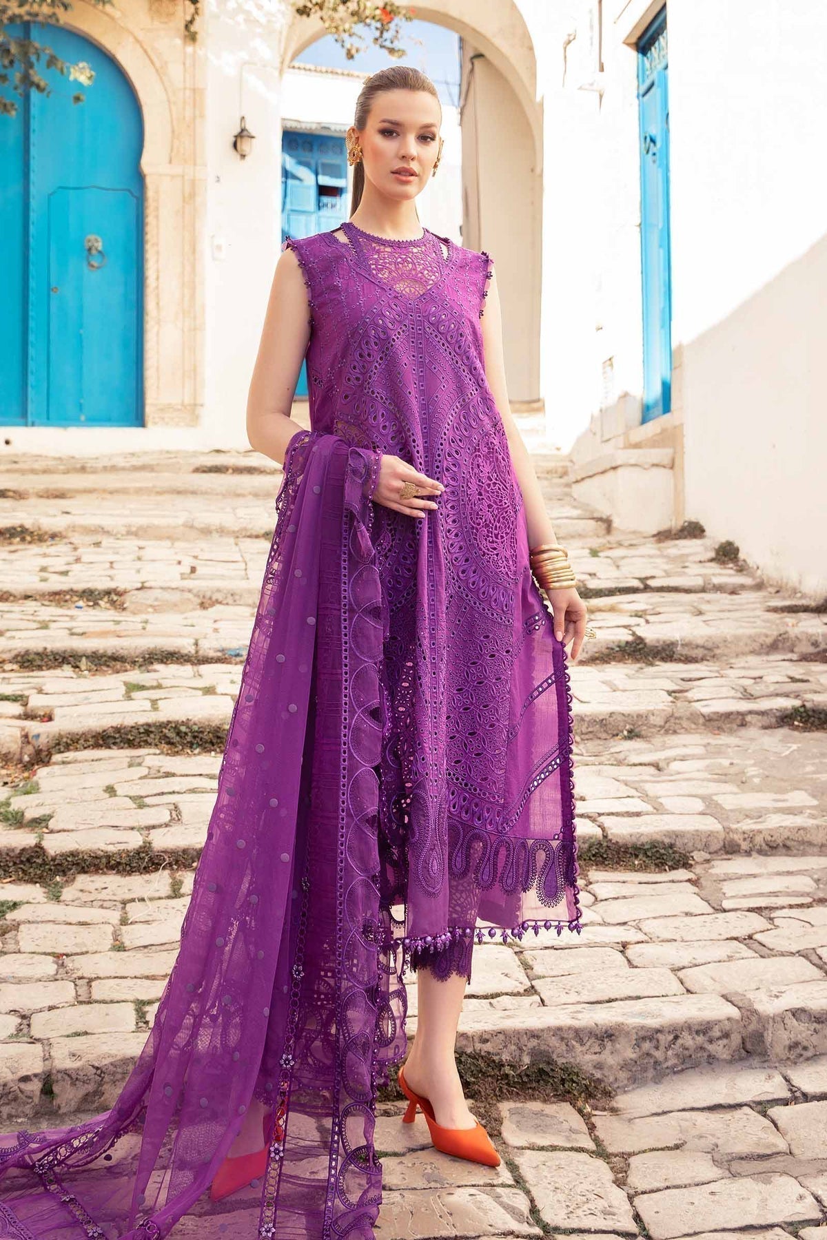 Maria B | Voyage a' Luxe Lawn | D-2402-B by Maria B - Designer Dress  - Type : Ladies Clothes - Available at Libayah - 100% Original 