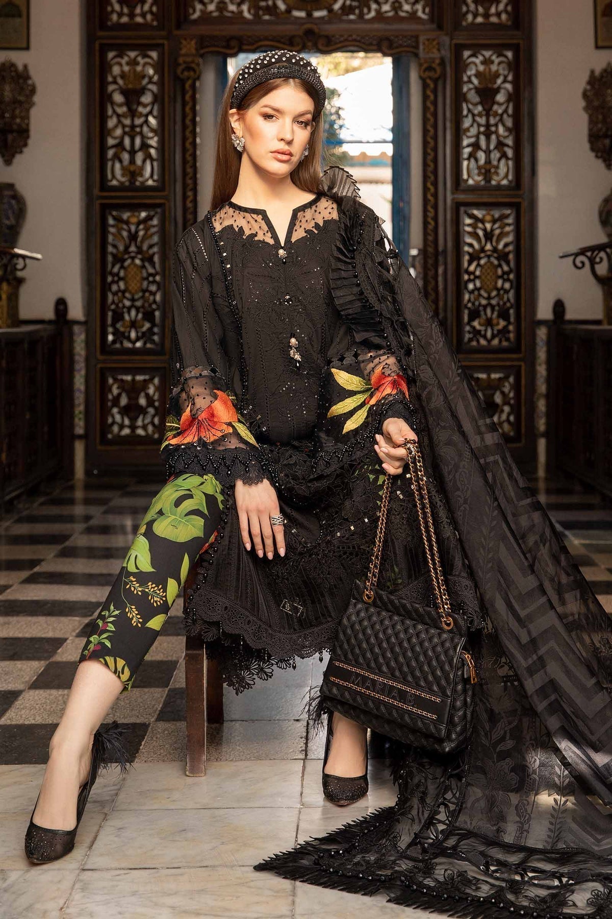 Maria B | Voyage a' Luxe Lawn | D-2408-B by Maria B - Designer Dress  - Type : Ladies Clothes - Available at Libayah - 100% Original 