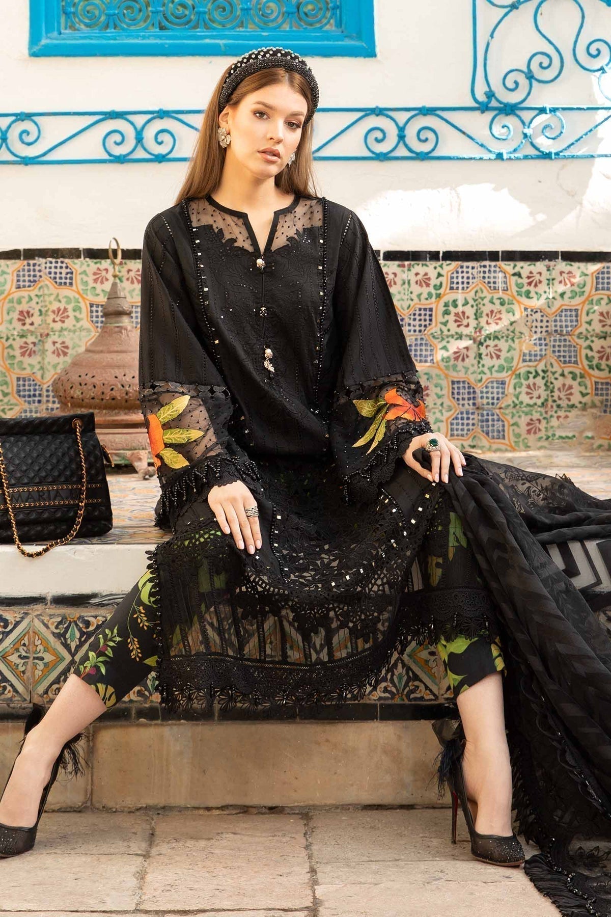 Maria B | Voyage a' Luxe Lawn | D-2408-B by Maria B - Designer Dress  - Type : Ladies Clothes - Available at Libayah - 100% Original 