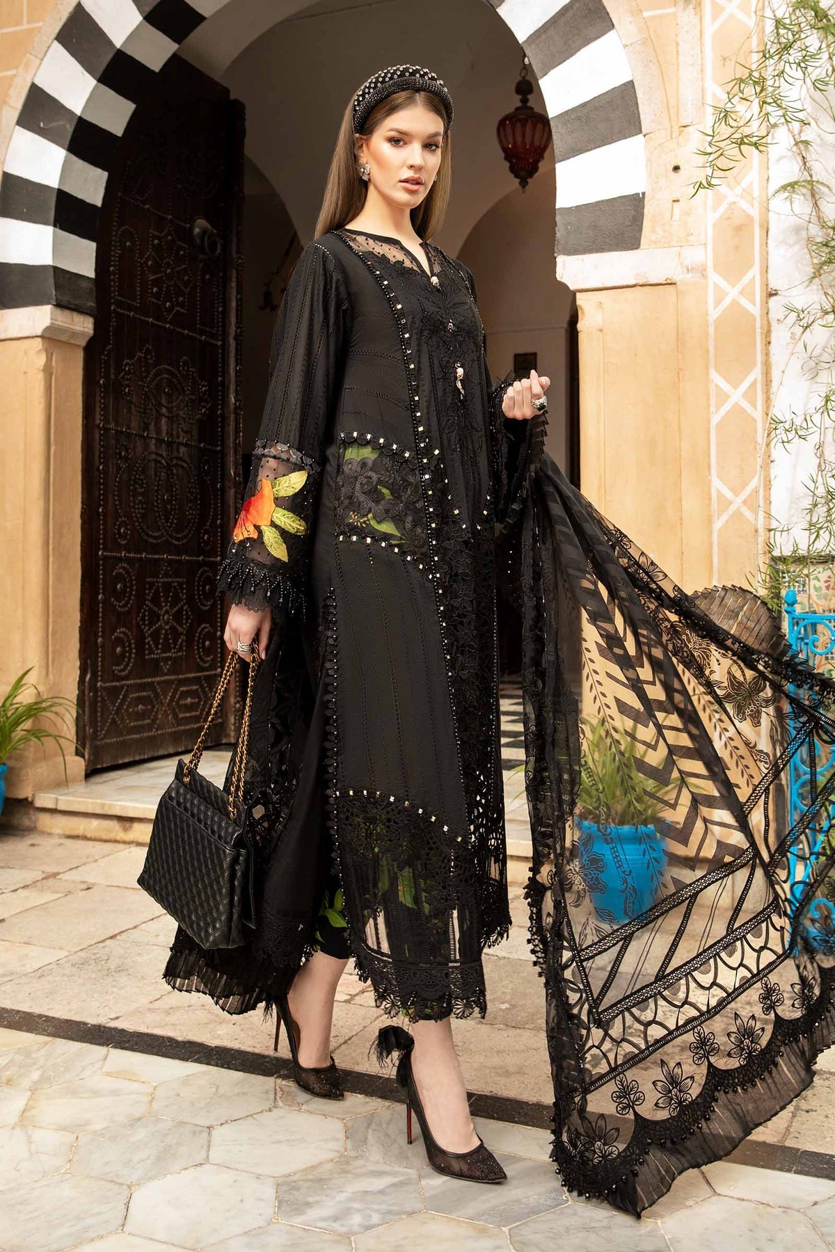 Maria B | Voyage a' Luxe Lawn | D-2408-B by Maria B - Designer Dress  - Type : Ladies Clothes - Available at Libayah - 100% Original 